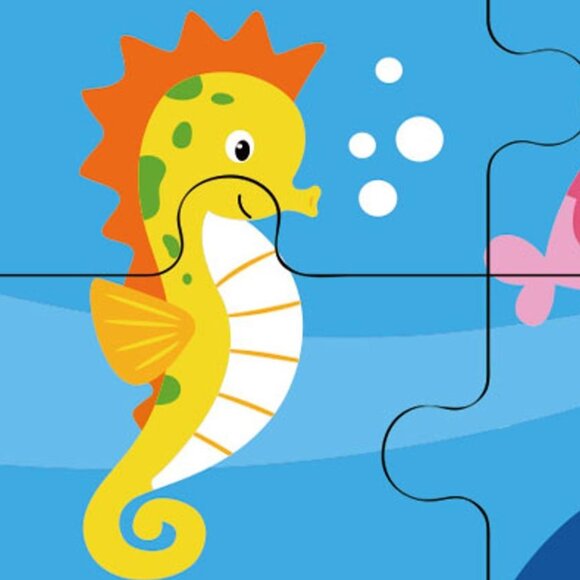 VIGA 16 Pcs Flat Wooden Puzzle w/Tray -Ocean Fun Sea Anima New Sealed For Age 2+ - Picture 3 of 14